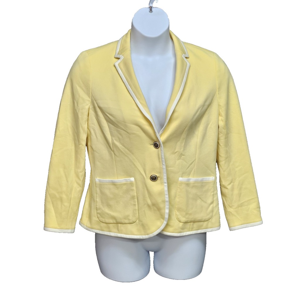Talbots Aberdeen Knit Blazer Womens 12 Petite Nautical Collegiate Boardroom Chic